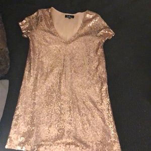 gold sequin mini dress